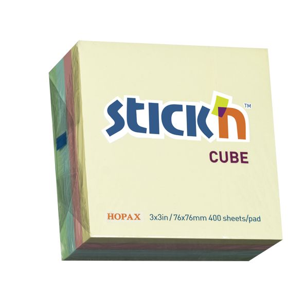 Sticky Notes Cube 76x76mm Pastel Asstd