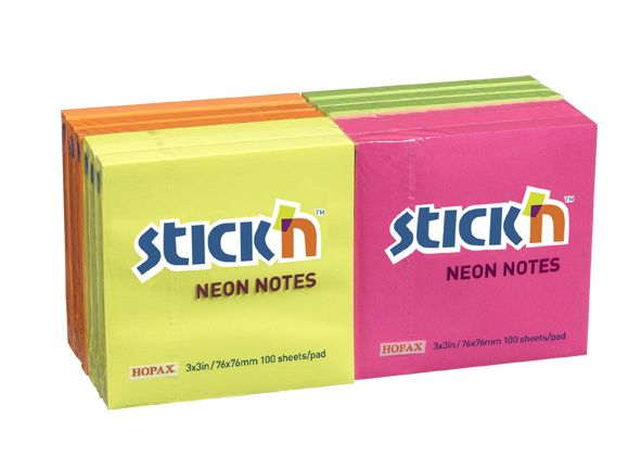Sticky Notes 76x76mm Neon Asstd (PK12)