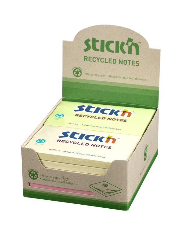 Stick%26apos%3BN+%2876+x+127mm%29+Recycled+Pastel+Notes+%28Assorted%29+12+Packs+of+100
