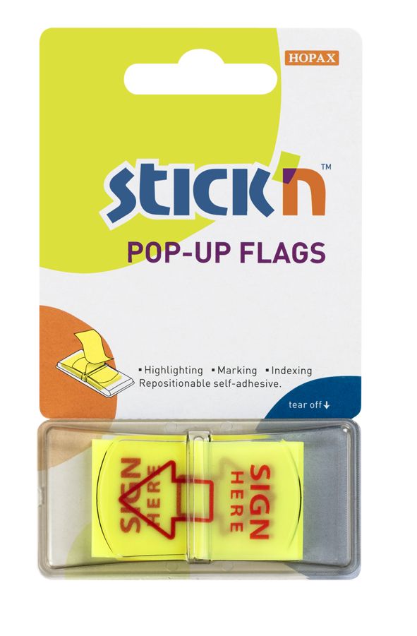 PopUp Flags 25mm Sign Here 50 Tabs Yllw