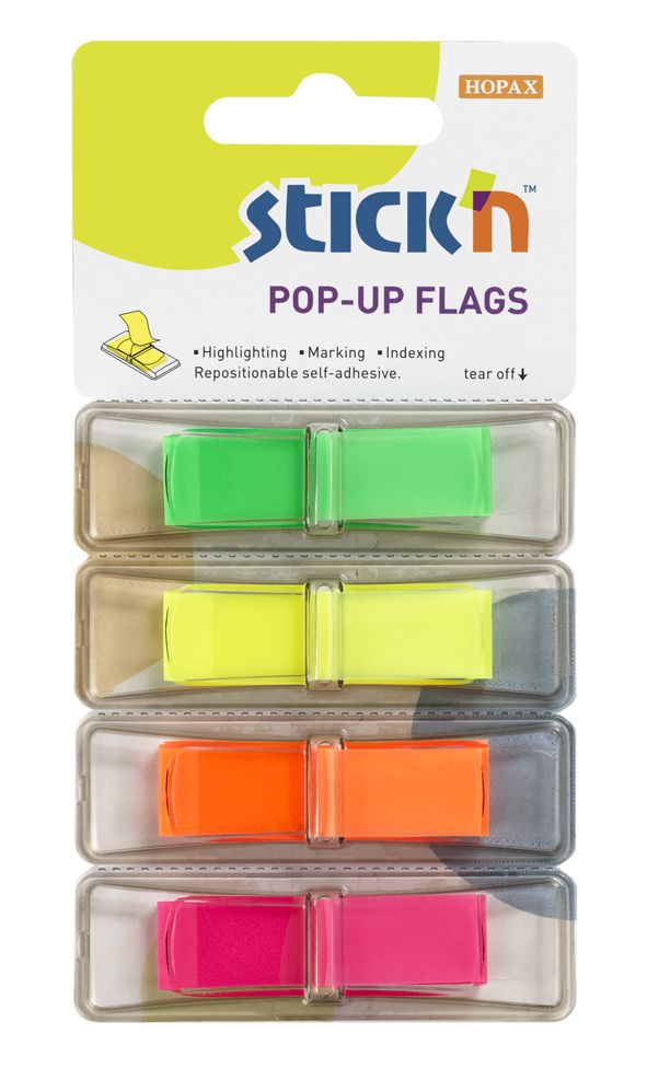 PopUp Flags 12mm 160 Tabs 4 Neon Colours