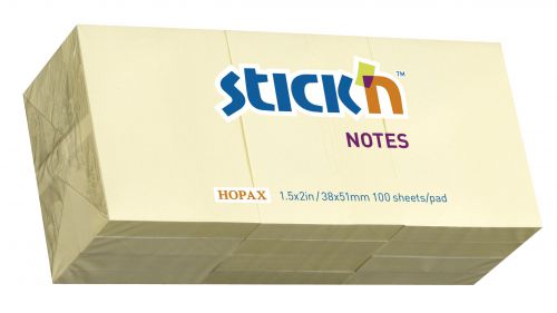 ValueX Stickn Notes 38x51mm 100 Sheets Pastel Yellow (Pack 12) 21003