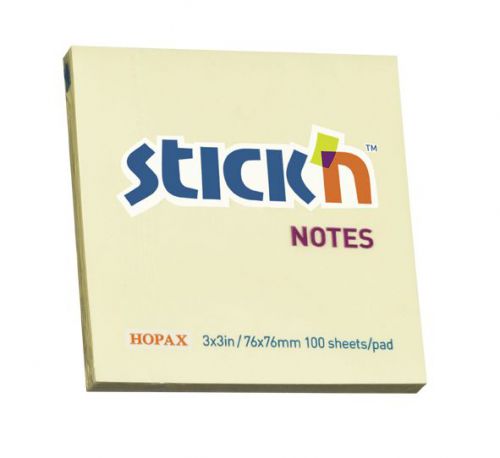 Stickn+Adhesive+Note+76x76mm+Yellow+Pk12