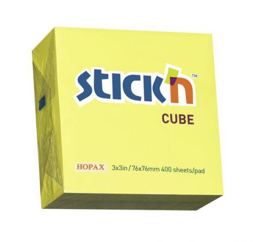 Stickn+Note+Cube+76x76mm+Neon+Yellow