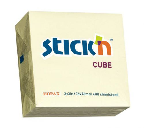 ValueX Stickn Sticky Notes Cube 76x76mm Pastel Yellow 21072