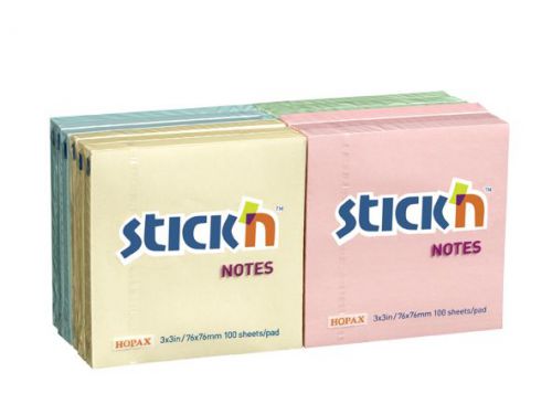 ValueX+Stickn+Notes+76x76mm+100+Sheets+Pastel+Colours+%28Pack+12%29+21328