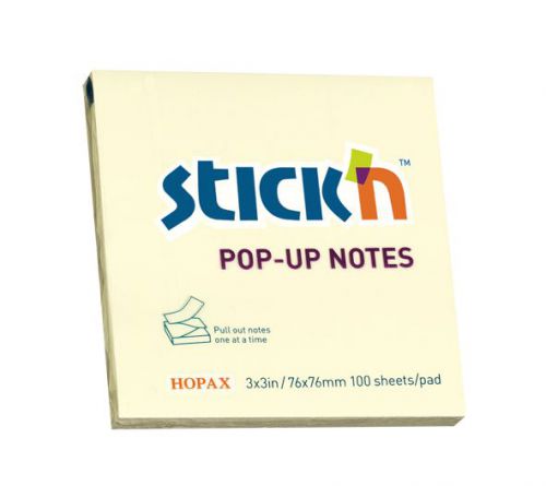 ValueX Stickn Pop-Up Sticky Notes 76x76mm Yellow (Pack 12)