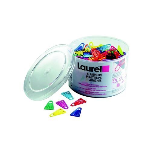 Laurel+Plastic+Paper+Clips+25mm+Assorted+Pack+500