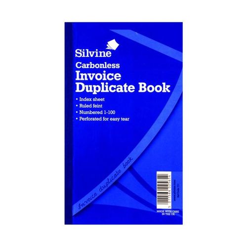 Silvine+Carbonless+Duplicate+Single+Invoice+Book+1-100+8x5