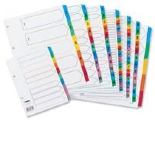 Concord+Multicoloured+10+Part+Index+A4+Mylar+Tabs+Coloured