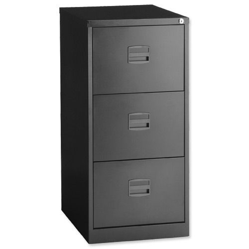 Trexus Filing Cabinet Steel Lockable 3 Drawer 470x622x1016mm Black
