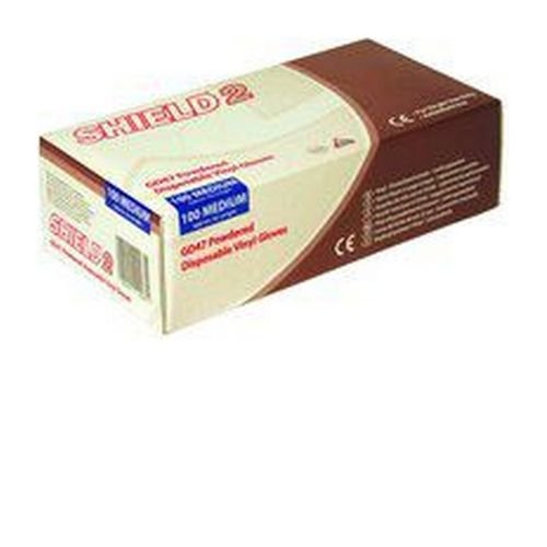 Shield+Powdered+Vinyl+Gloves+Clear+Large+Pack+100