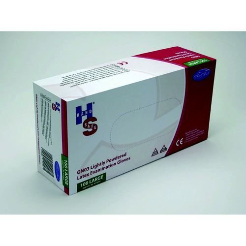 Handsafe+Powdered+Latex+Gloves+Large+Pack+100+Natural