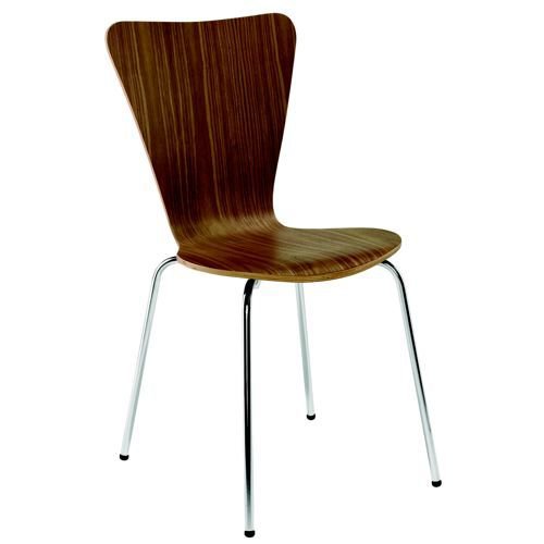 Arista+Wooden+Bistro+Chair+460x550x875mm+Walnut%2FChrome+%28Pack+of+4%29+KF72578
