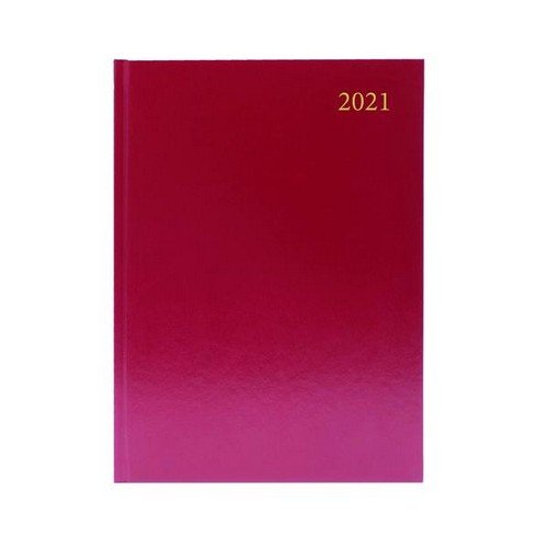 Desk+Diary+Day+Per+Page+Appointments+A4+Burgundy+2021+KFA41ABG21