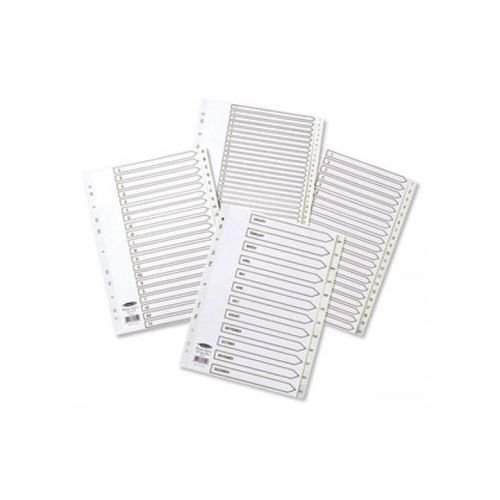Concord+Index+1-15+Polypropylene+Multipunched+Reinforced+Holes+120+Micron+A4+White+Ref+64301