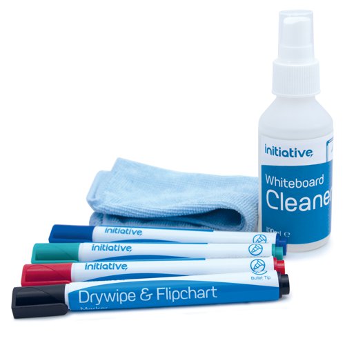 Initiative Whiteboard Care Kit With 4 Pens And Cloth