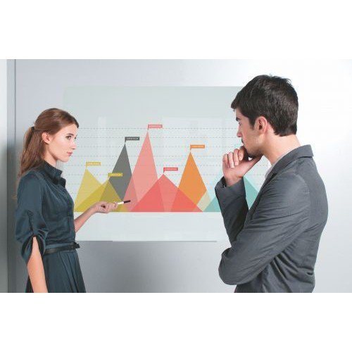 Bi-Office Glass Projection Screen and Magnetic Drywipe Board 1600x1000mm