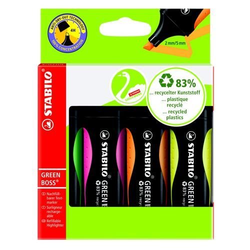Stabilo Green Boss Highlighter Assorted Wallet of 4 Stabilo Green Boss Highlighter Assorted Wallet of 4