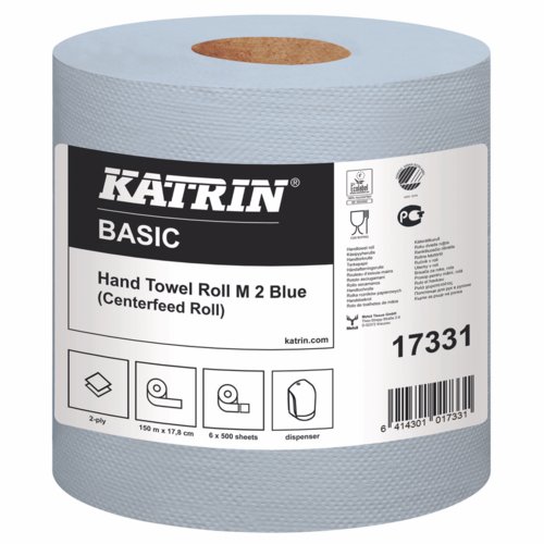 Katrin+Classic+Centrefeed+Hand+Towel+2-Ply+Blue+%28Pack+of+6%29+17331