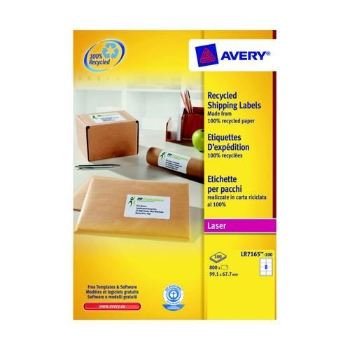 Avery Recycled Address Laser Labels 8 Per Sheet White Pack 100 Avery Recycled Address Laser Labels 8 Per Sheet White Pack 100