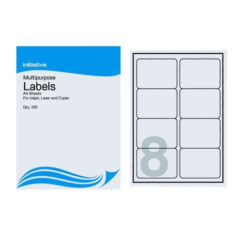 Initiative Multipurpose Labels 99.1 x 67.7mm 8 Labels Per Sheet Pack 100
