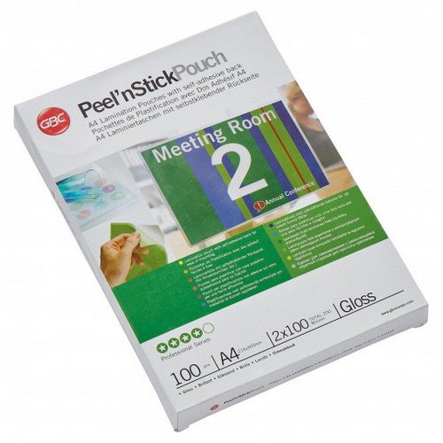 GBC Peel'nStick Laminating Pouch A4 200 Micron (Pack of 100) 41666E GBC Peel'nStick Laminating Pouch A4 200 Micron (Pack of 100) 41666E