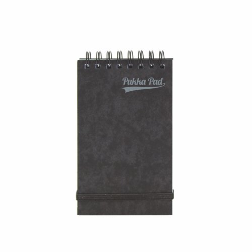 Note+Pad+Headbound+Twin+Wire+80gsm+Ruled%2FPerforated%2FElastic+Strap+120pp+76x127mm+Black+%5BPack+10%5D