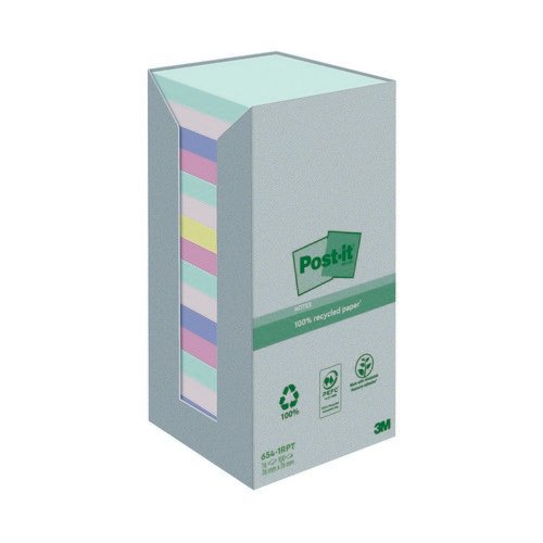 Postit Notes Recycled Pastel Rainbow Tower Pk16 Postit Notes Recycled Pastel Rainbow Tower Pk16