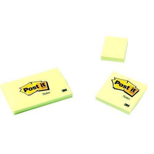 Post-it® Notes, Canary Yellow, 38 mm x 51 mm, 100 Sheets/Pad, 12 Pads/Pack