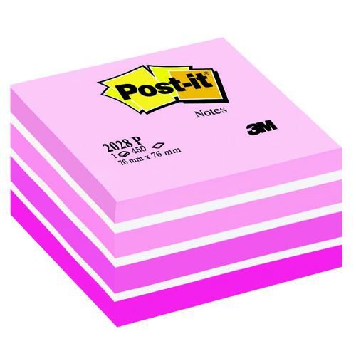 Post-It Cube 2040P Post-It Notes 76 x 76 MM 400 Sheets Fluorescent Pink White/Pastel Pink