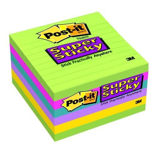 3M Post-it Sticky Notes Large Feint Ruled Yellow Pack of 6 x 100