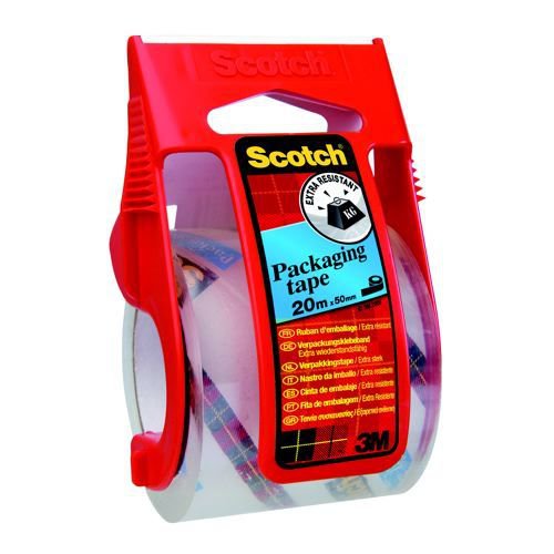 Scotch+Extra+Resistant+Packaging+Tape+50mmx20m+With+Easy+Start+Dispenser+Clear+E.5020D