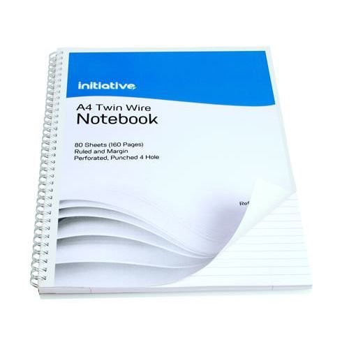 Initiative Twinwire Notebook A4+ Ruled Margin Perforated 70gsm 160 pages
