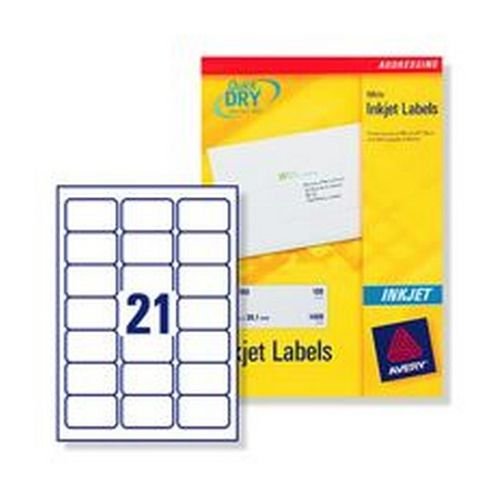 Avery Quick Dry Addressing Labels Inkjet 21 per Sheet 63.5x38.1mm White