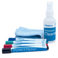Initiative Whiteboard Care Kit With 4 Pens Cleaning Spray And Cloth