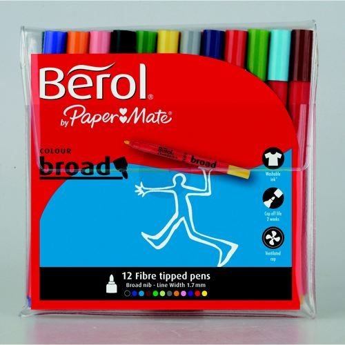 Berol+Colourbroad+Pens+Assorted+Pack+12