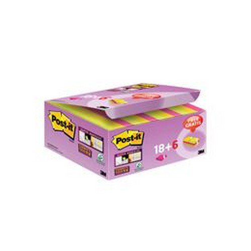 Post-it Super Sticky Notes 47.6x47.6mm Assorted Pack 24