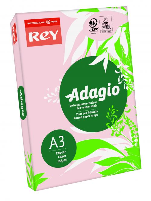 A3 Rey Adagio Paper A3 80gsm Pink (Ream 500) ADAGI080X695