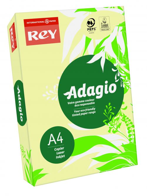 Rey+Adagio+Card+A4+160gsm+Canary+%28Ream+250%29+RYADA160X407