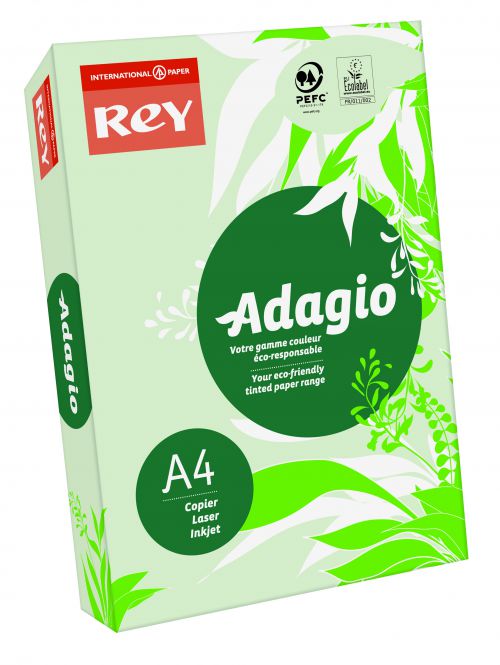 A4 Rey Adagio Card A4 160gsm Green (Ream 250) ADAGI160X459