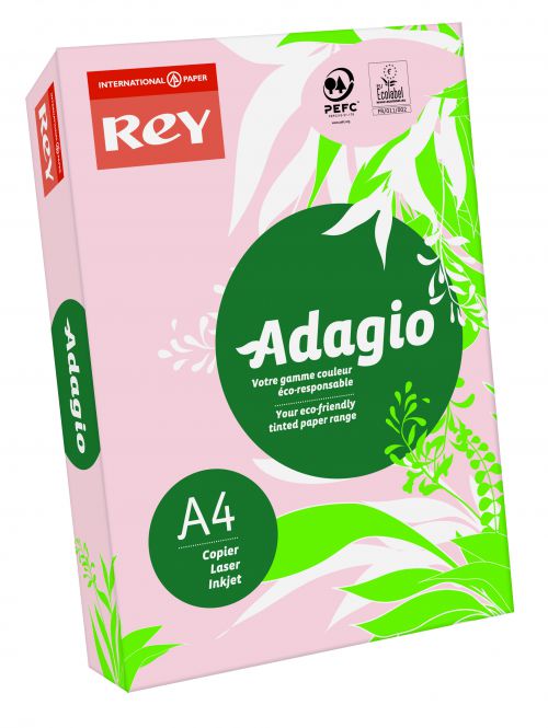 Rey+Adagio+Card+A4+160gsm+Pink+%28Ream+250%29+RYADA160X414