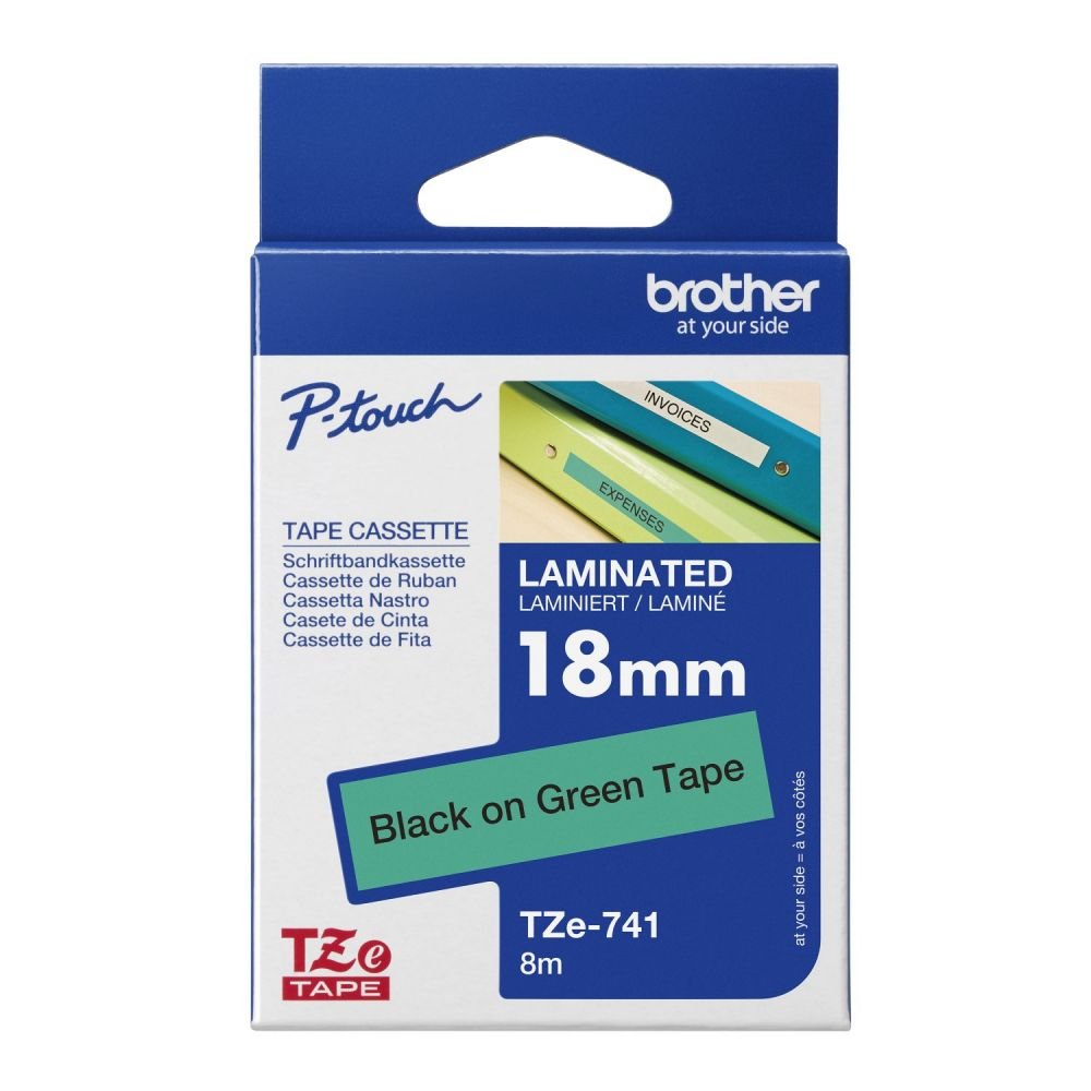 BROTHER TZE741 BLACK ON GREEN 8M X 18MM