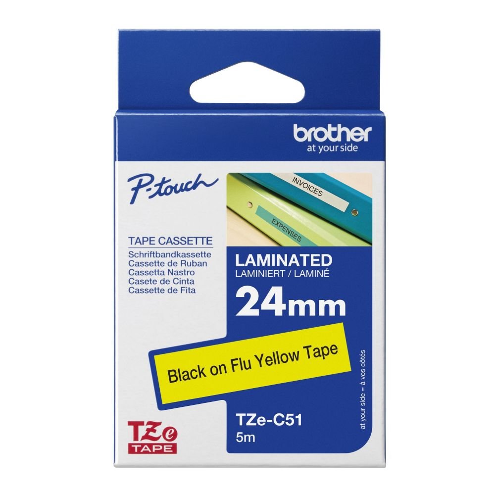 BROTHER TZEC51 BLACK ON YELLOW 5M X 24MM
