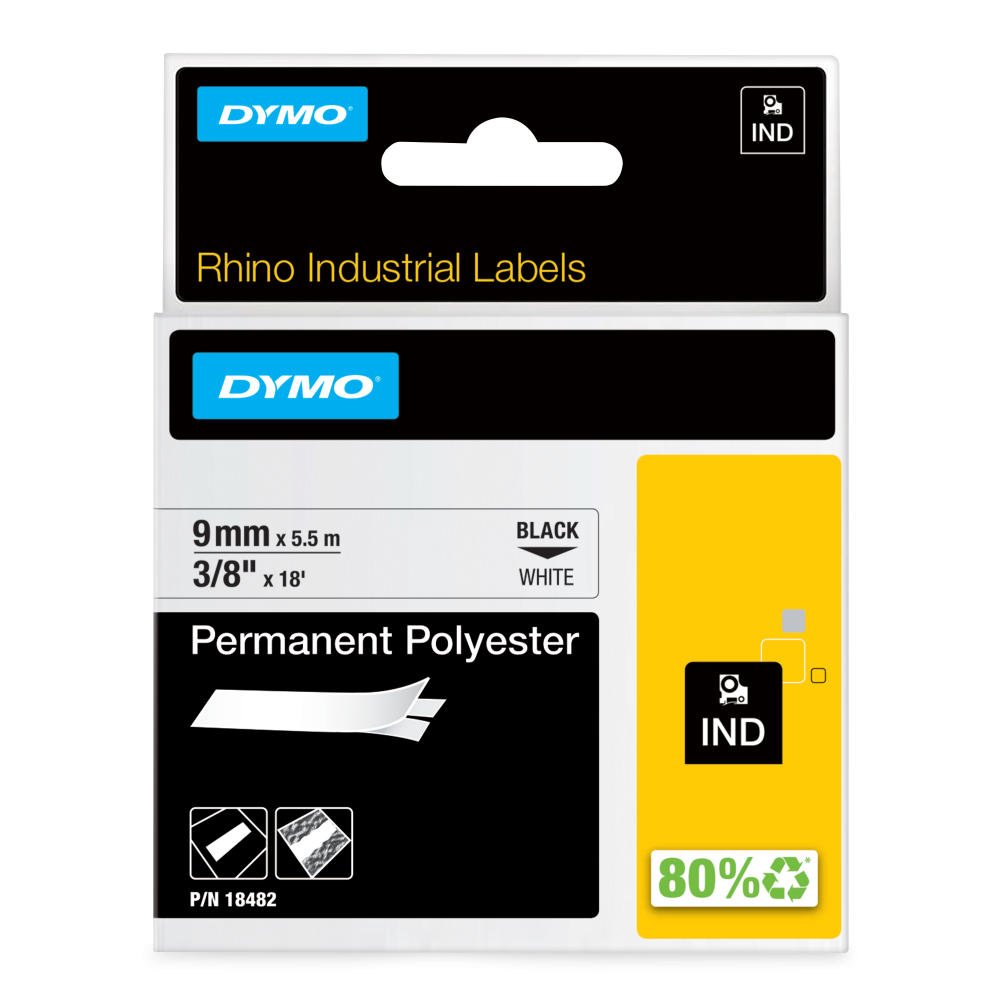 DYMO 18482 9MM WHITE TAPE - S0718240