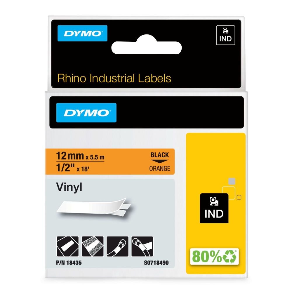 DYMO 18435 12MM ORANGE VINYL TAPE - S071