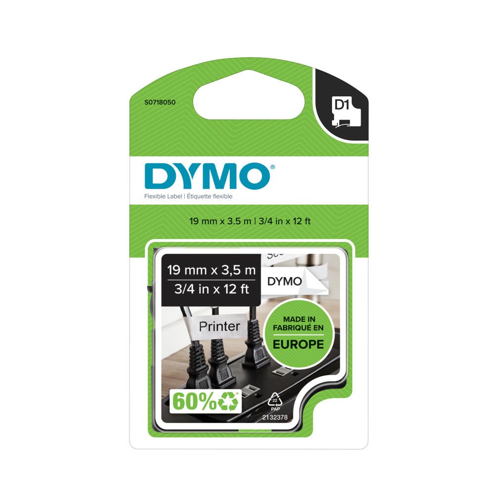 DYMO 16958 19MM X 3.5M BLACK ON WHITE TA