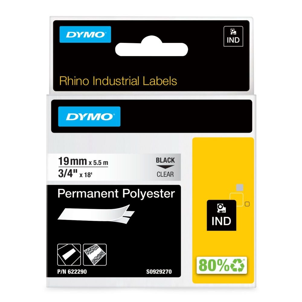 DYMO 622290 19MM BLACK ON CLEAR TAPE