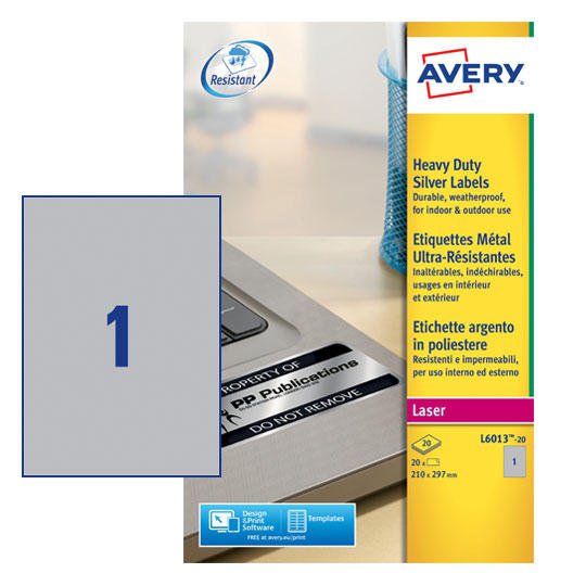 AVERY L6013-20 RESISTANT LABELS 20 SHEET