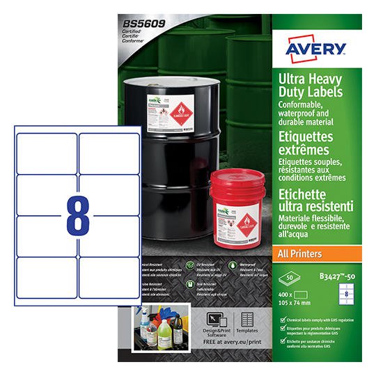 AVERY B3427-50 ULTRA RESISTANT LABELS 50